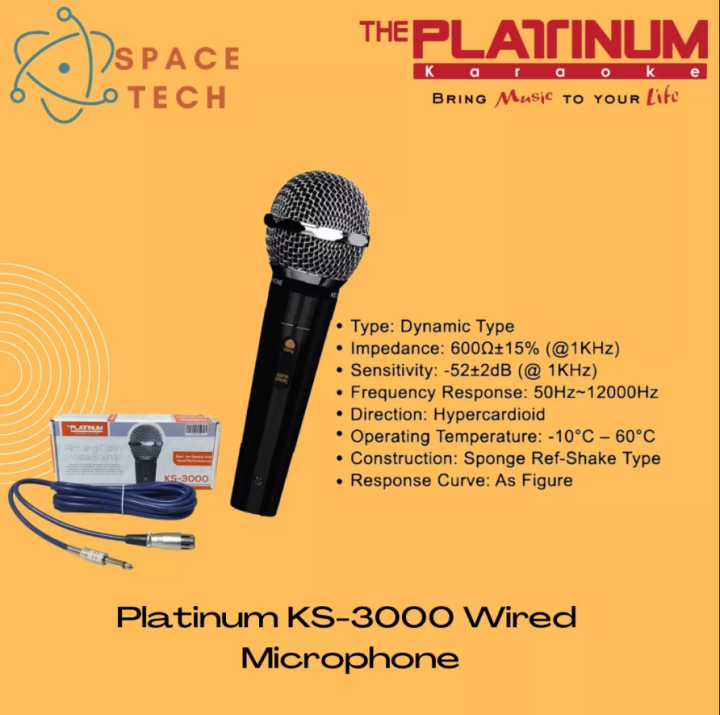 KS 3000 Original Platinum Microphone Heavy Duty 5 Meters Mic Wired