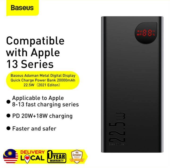 Original Baseus Adaman Metal Digital Display Quick Charge Power Bank