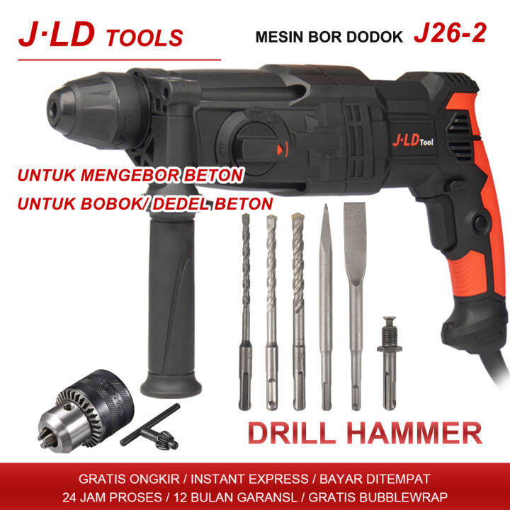 JLD Mesin Bor Bobok Beton 26mm Rotary Hammer J26 2 Bor Bolak Balik