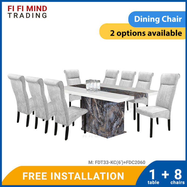 Leona Marble Dining Set Marble Dining Table Meja Makan 6 Kerusi Meja