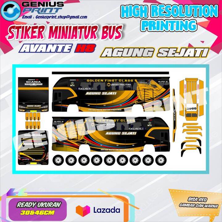 Stiker A Miniatur Bus Avante H Livery Agung Sejati Kg Trans Raya