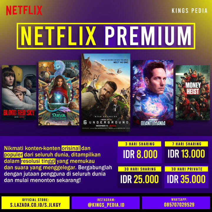 Netflix Premium 1 Bulan Private NO VPN 4K UHD Bergaransi Resmi Lazada