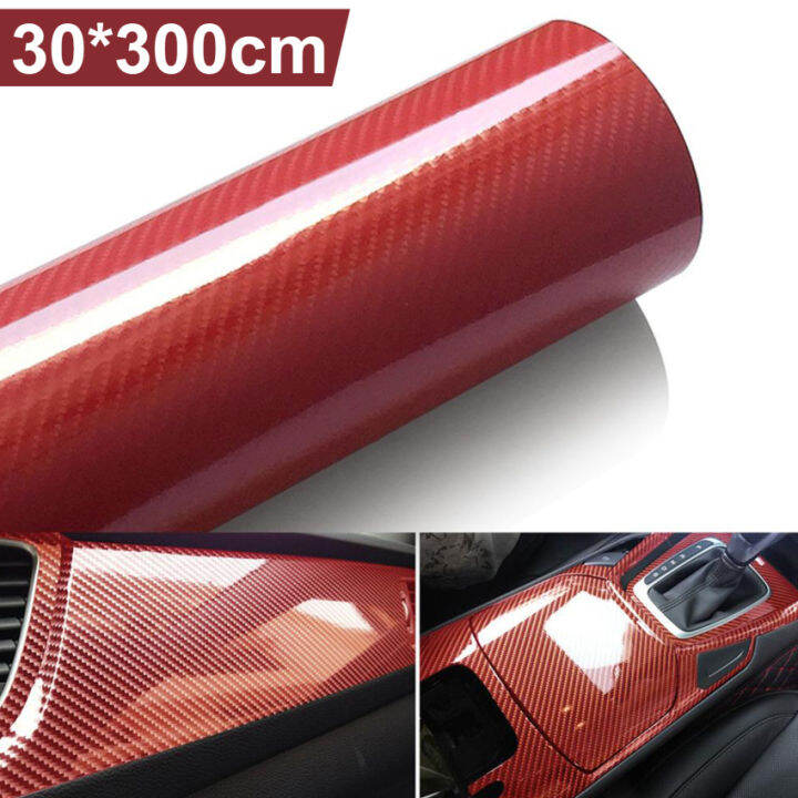 6D High Glossy Carbon Fiber Vinyl Wrap 30 300CM Self Adhesive Bubble