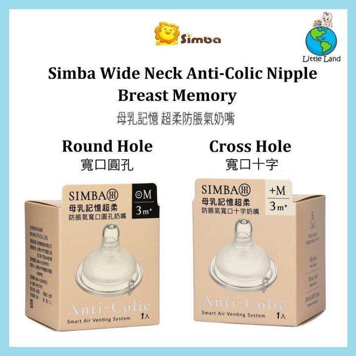 Simba Wide Neck Anti Colic Nipple Round Hole Cross Hole Lazada