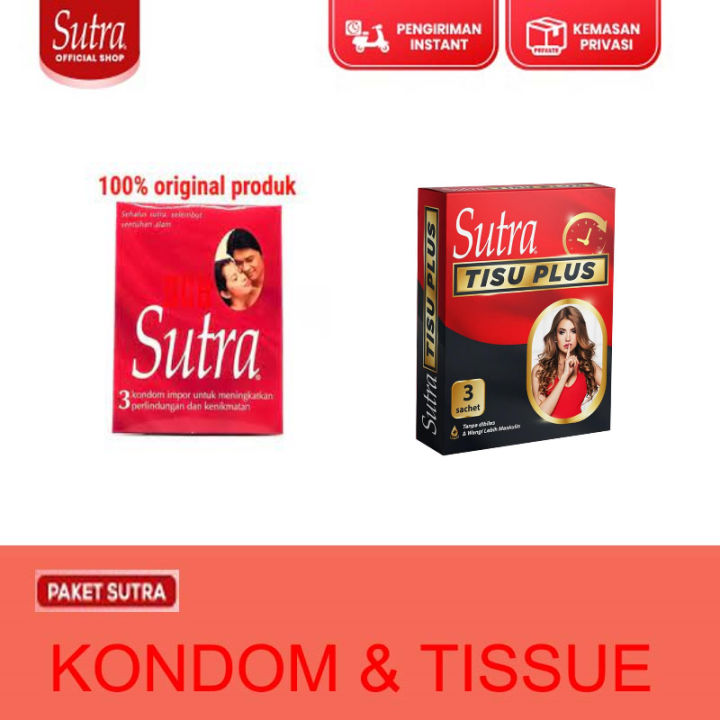 PAKET SUTRA Kondom Sutra Classic Warna Merah Isi 3 Pcs Tissue Plus