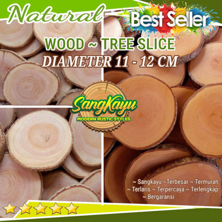 Tatakan Kayu Natural Wood Slice Kayu 11 12 Cm Properti Foto Coaster