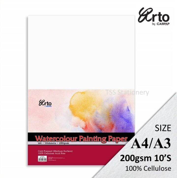 CAMPAP Arto Watercolour Paper A3 A4 200gsm 10 S 100 Cellulose