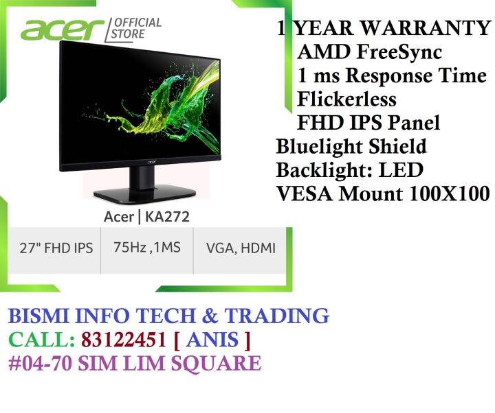 Ready Stock Pcs Brand New Acer Ka Ka Bi Ips Full Hd