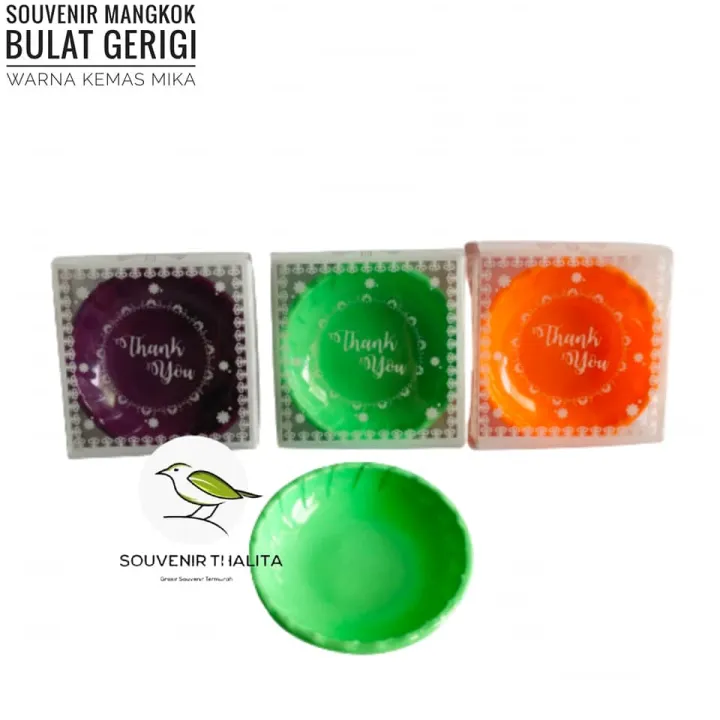 Produk Terbaru 100 PCS Souvenir Mangkok Bulat Gerigi Warna Kemasan MIKA