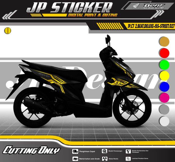 Sticker Beat Deluxe Iss Streeet Stiker Striping Cutting Body Honda