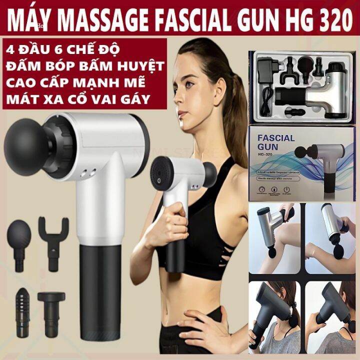 Máy massage cầm tay súng massage bấm huyệt cầm tay Cao Cấp 4 đầu 6 chế