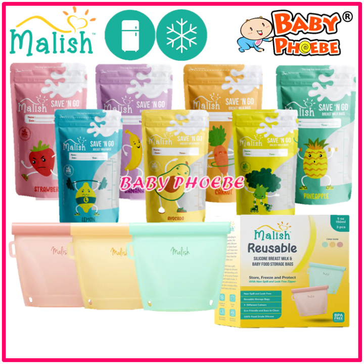 Malish Save N Go Breast Milk Storage Bag With Double Layer Zip Lock