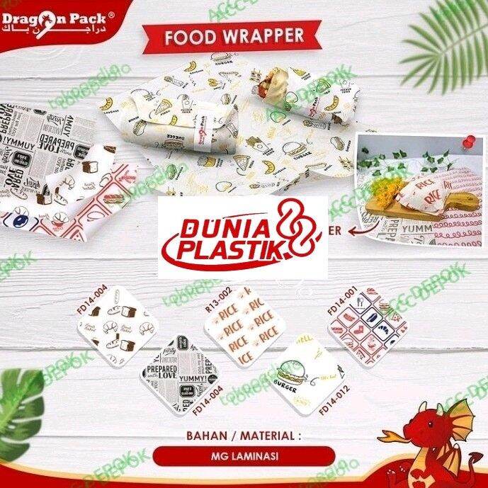 Kertas Nasi Motif Laminasi 30x30cm 25x27 5cm Paper Wrap Food Isi