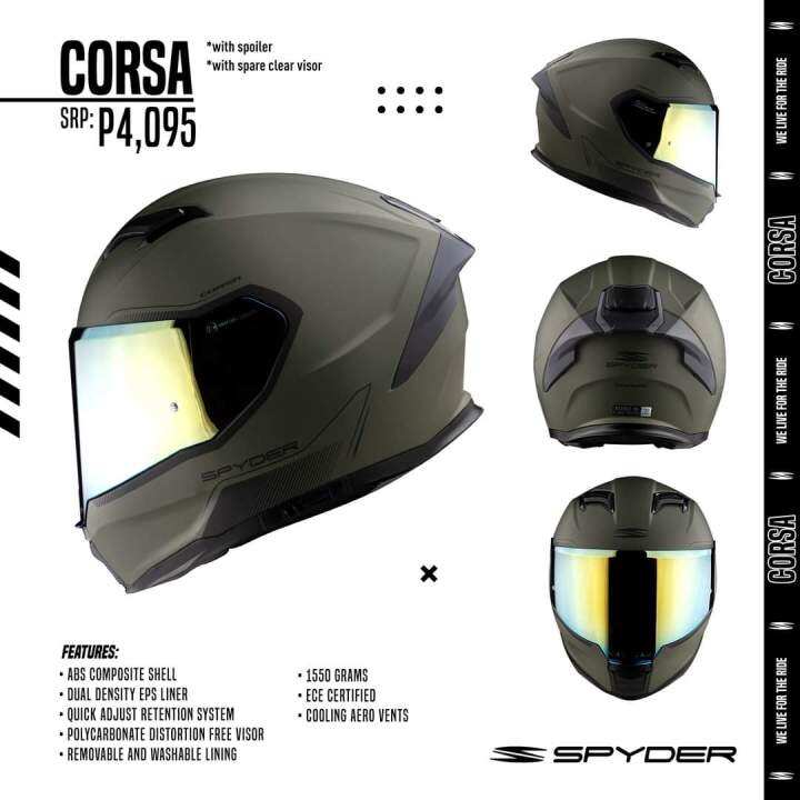 Spyder Full Face Helmet With Dual Visor Corsa GD HAVOC S1 FREE Clear