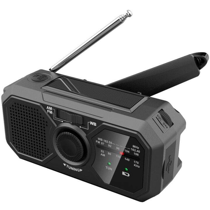 Portable Hand Crank Fm Am Sw Radio Receiver Solar Dynamo Charging Led