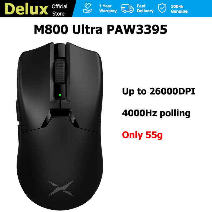 Delux M800 Ultra PAW3395 Bluetooth Gaming Mouse DPI MAX 26000 RGB