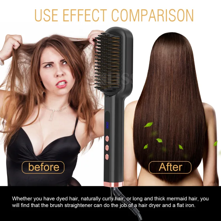 Negative Ions Hair Straightener Comb Hair Straightening Brush Iron