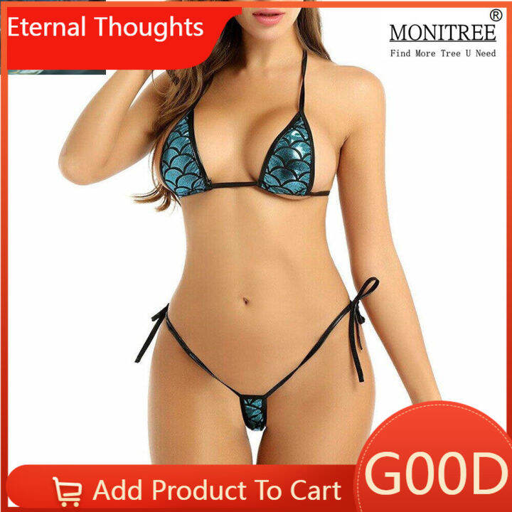 Eternal Thoughts Hot Sale Womens Micro Bikini Set Bra Top Mini G String