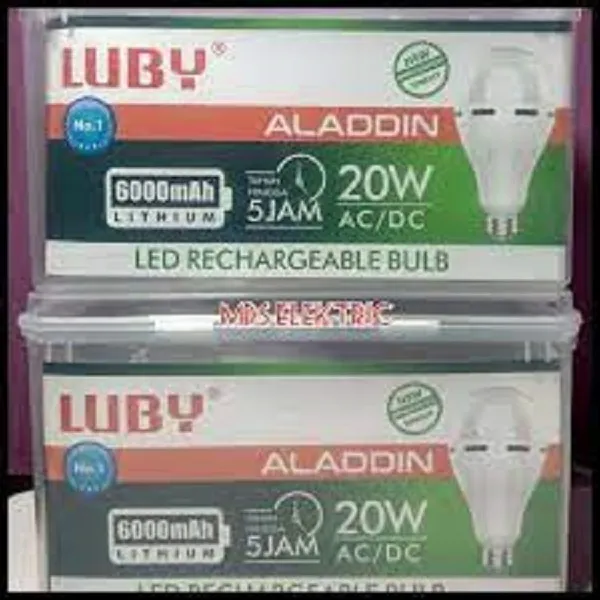 Lampu LED Luby 20W Emergency Aladdin Putih Kuning AC DC Rechargeable