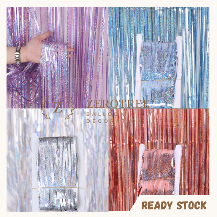 1M 1M Laser Shiny 1M 2M Metallic Foil Fringe Curtain Backdrop