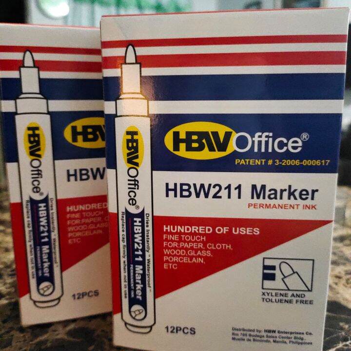 HBW Office Permanent Marker Fine Touch Per Box Of 12pcs Lazada PH