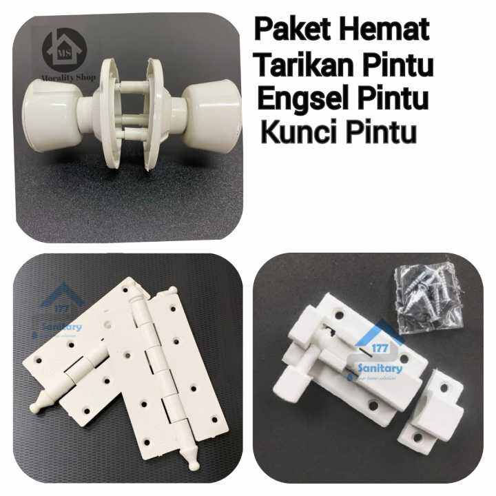 Paket Hemat Pintu PVC 3in1 MURAH Tarikan Pintu Kunci Grendel Dan