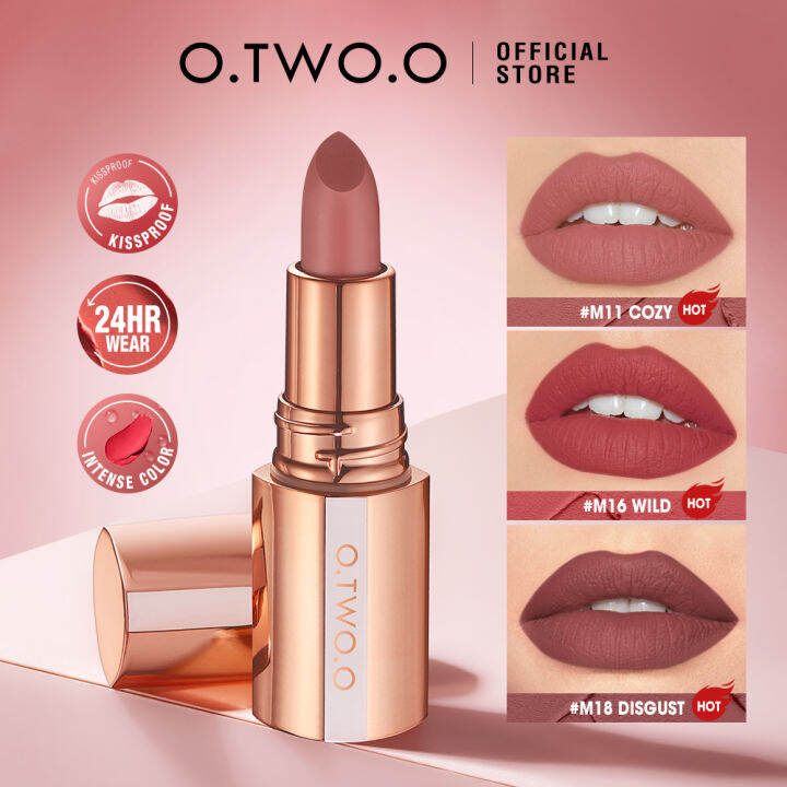 O Two O Matte Lipstick Lip Stain Soft Matte Nude Shock Long Lasting