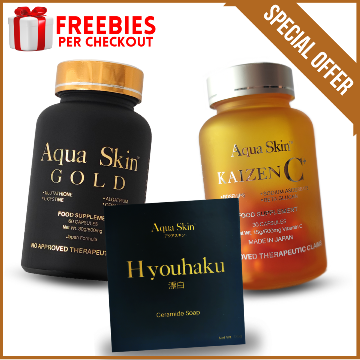 Aqua Skin Gold Glutathione Gluta Caps Kaizen C Hyouhaku Soap Collagen