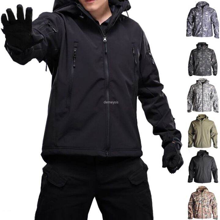 Shark Skin Soft Shell Tactical Jacket Men Waterproof Army Fleece