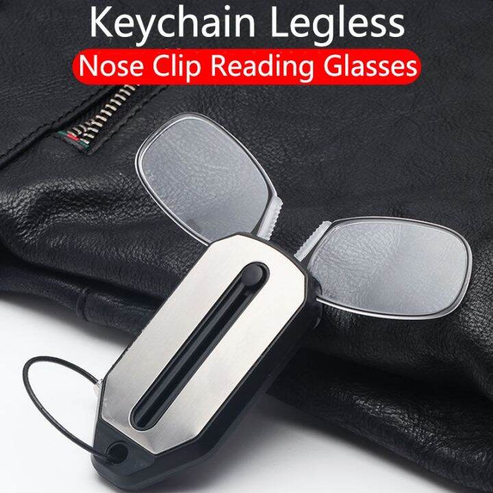 Folding Legless Nose Clip Reading Glasses Men Women Mini Portable