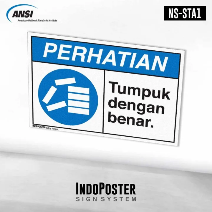 Stiker K Safety Sign Ansi Iso Gudang Warehouse Tumpuk Dengan Benar