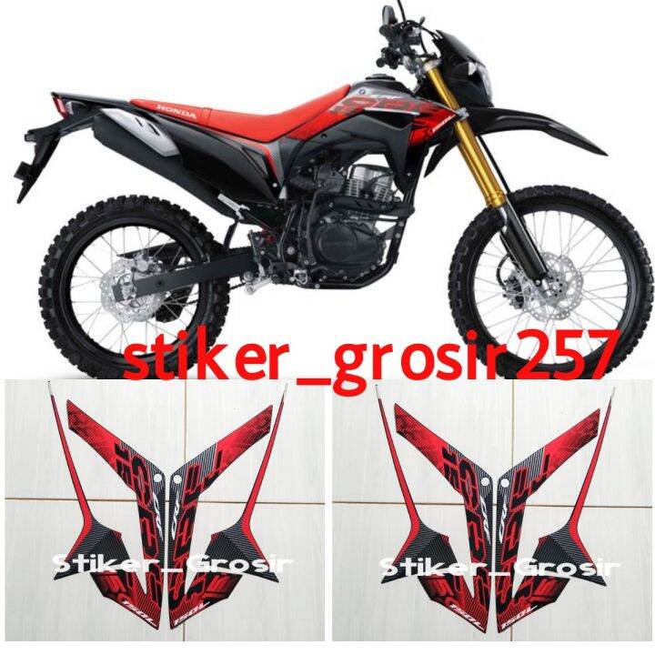 Stiker Striping Les Lis Bodi Motor Honda Crf L Hitam Merah