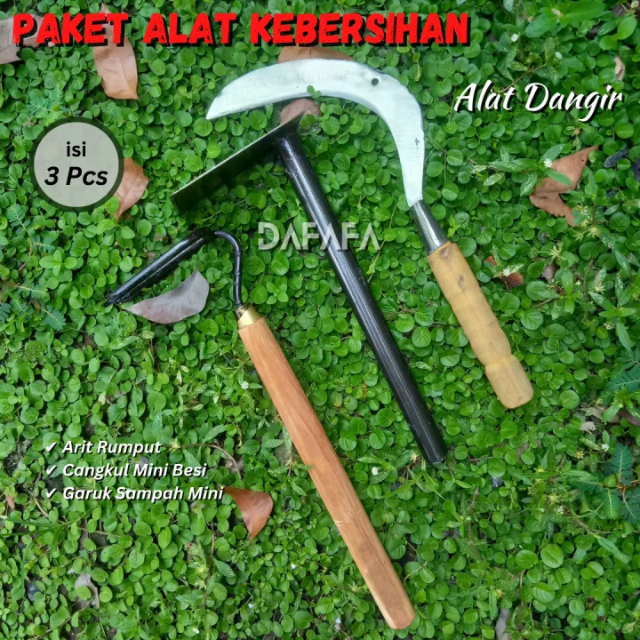 Paket Hemat Isi 3 Pcs Alat Kebersihan Dan Dangir Arit Rumput Garukan