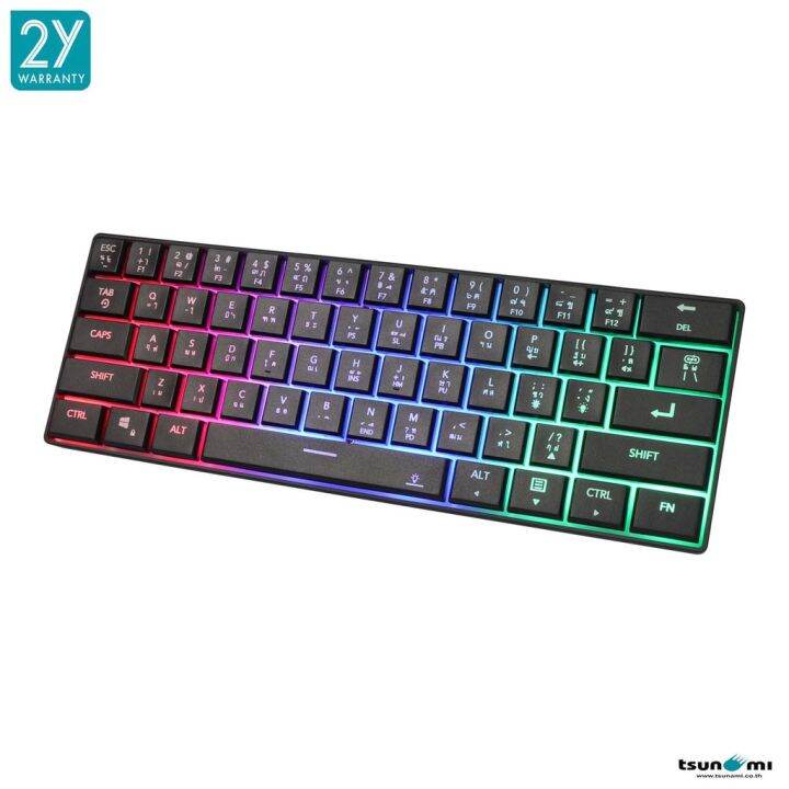 TSUNAMI GK 61 RGB GK61 61 Key USB Wired LED Backlit Axis Gaming