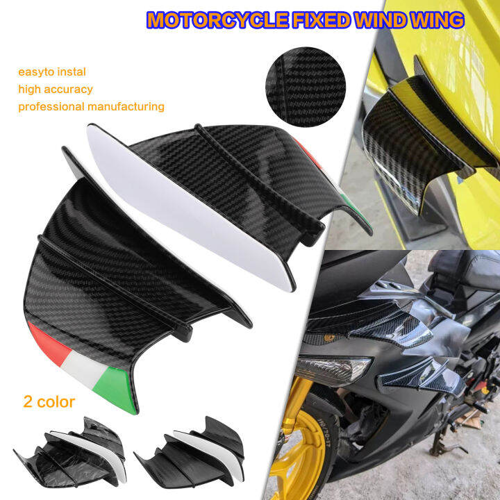 Universal Motorcycle Winglet Aerodynamic Spoiler Wing Carbon ABS Fiber