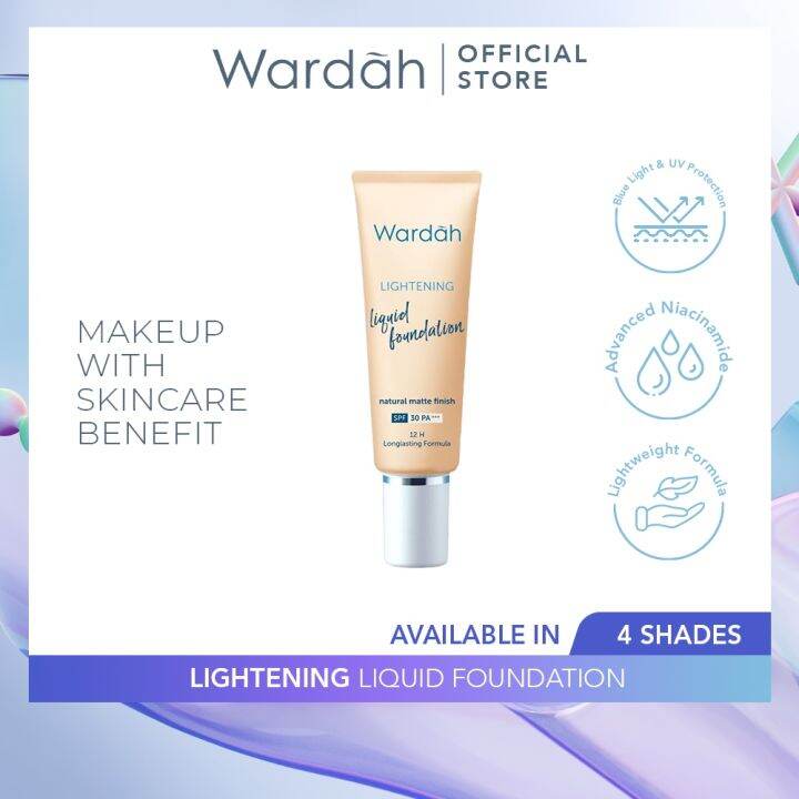 Wardah Lightening Liquid Foundation Alas Bedak Mencerahkan Dan