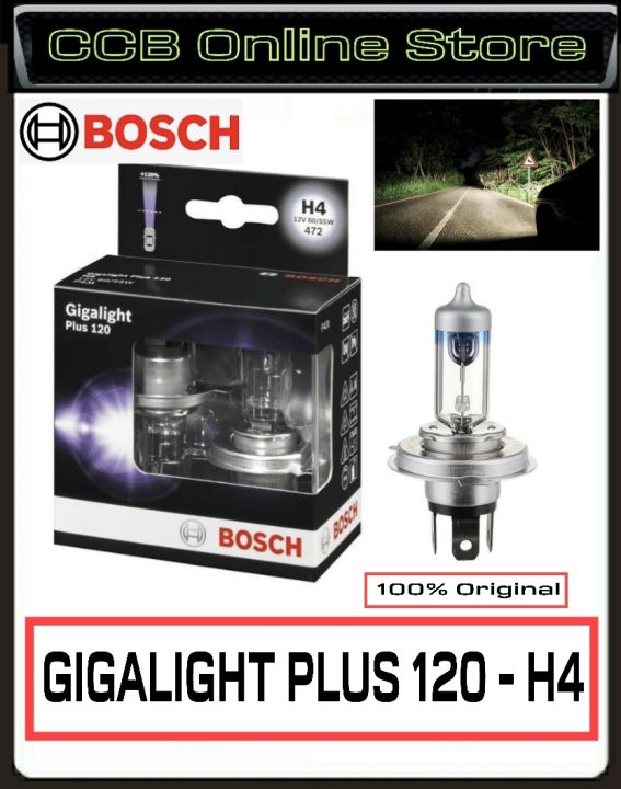 100 Original Bosch Gigalight Plus 120 P43t 470 H4 Halogen Bulb