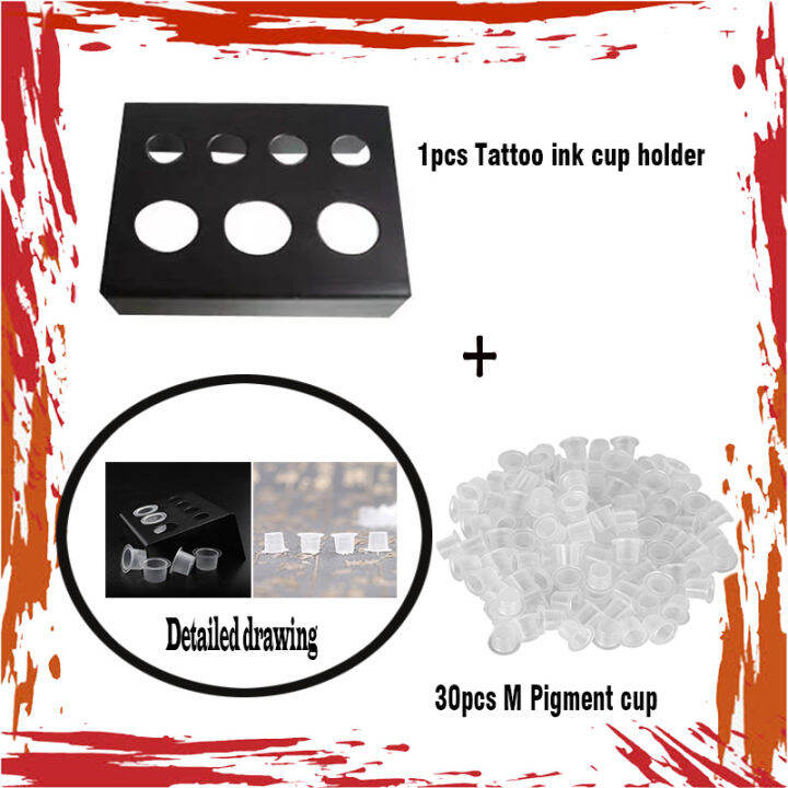 Professional Tattoo Ink Cup Holder With Color Cups And Stainless