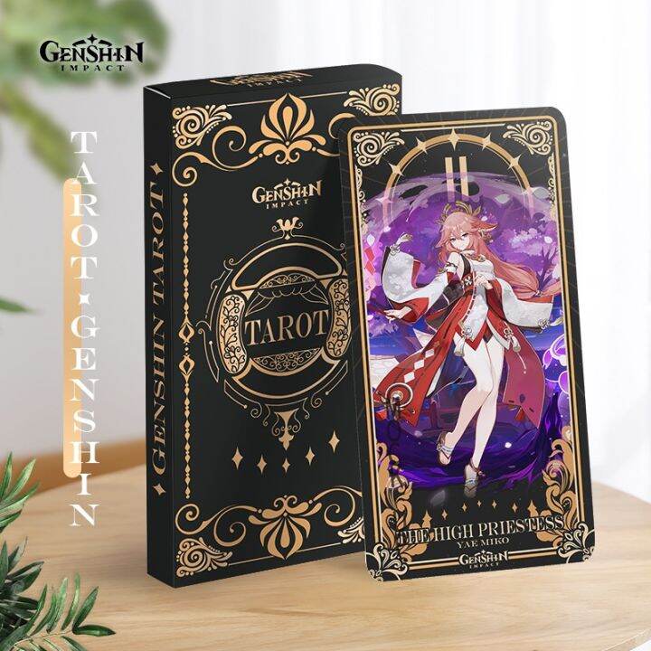 Comic Genshin Impact Tarot Card 22pcs Set Beelzebul Miko Kazuha Anime