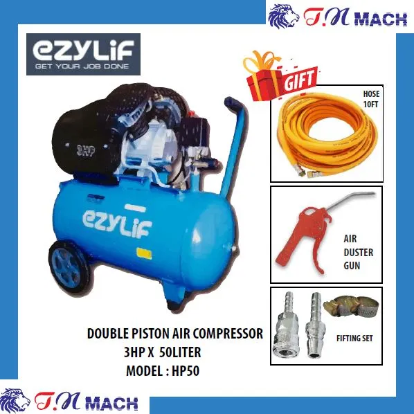 EZYLIF DOUBLE PISTON AIR COMPRESSOR 3HP X 50LITER HP50 Lazada