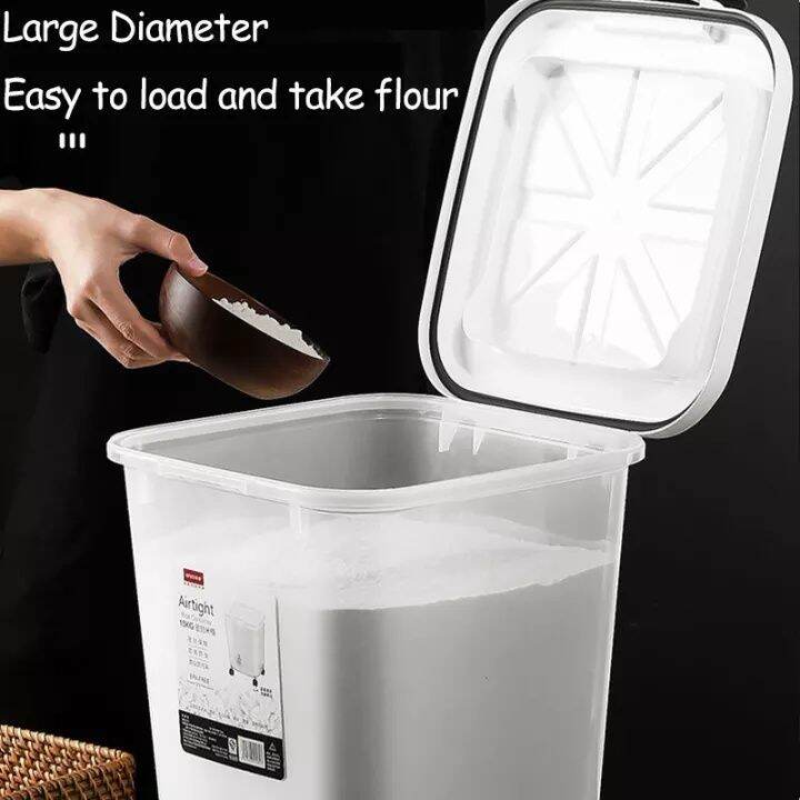 High Capacity Cereal Rice Dispenser 25kilos Airtight Flour Rice Storage