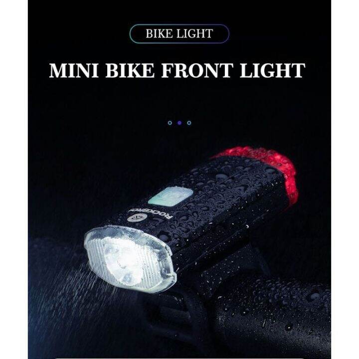 COD ROCKBROS Bike Light Bicycle Front Rear Lamp USB Charging Flashlight