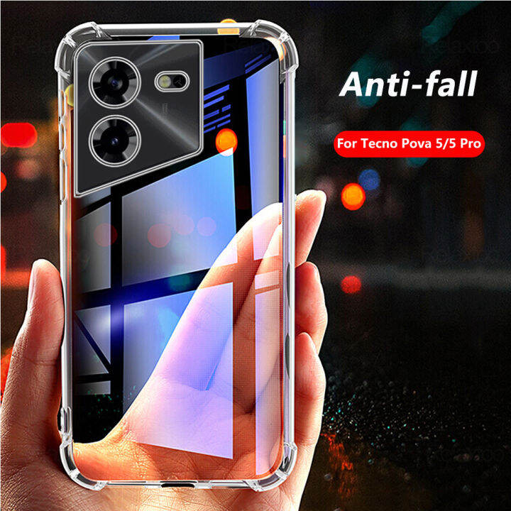 For Tecno Pova 5 Pro Case Transparent Anti Fall Silicone Back Shell