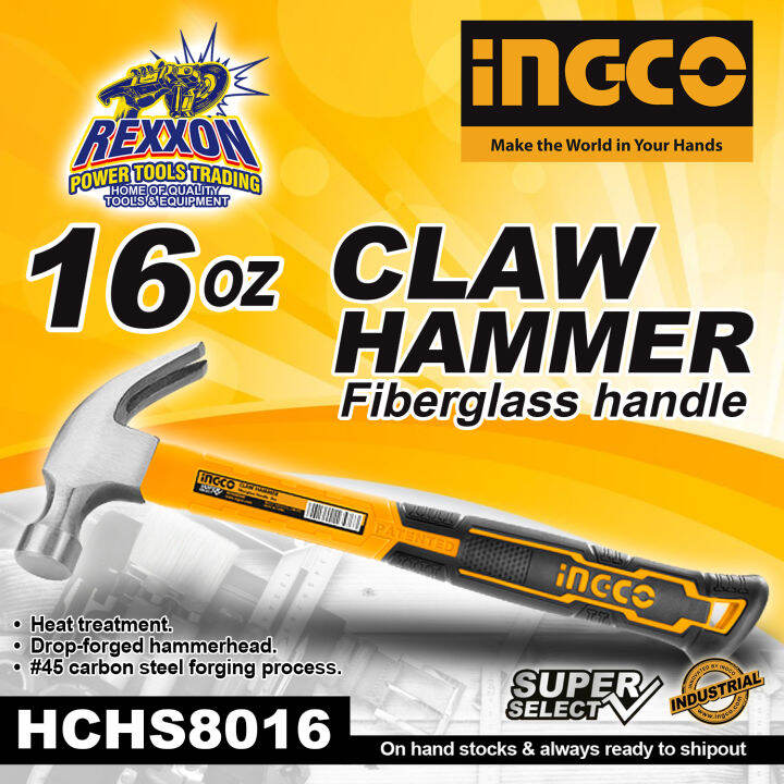 Ingco Super Select Oz Claw Hammer Fiberglass Handle Hchs Rexxon