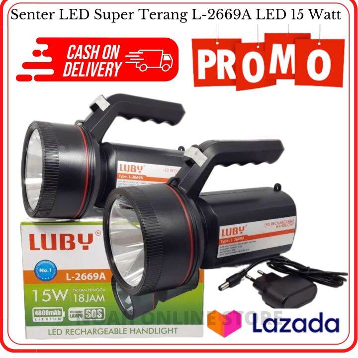 Luby Senter LED Super Terang L 2669A LED 15 Watt White Light