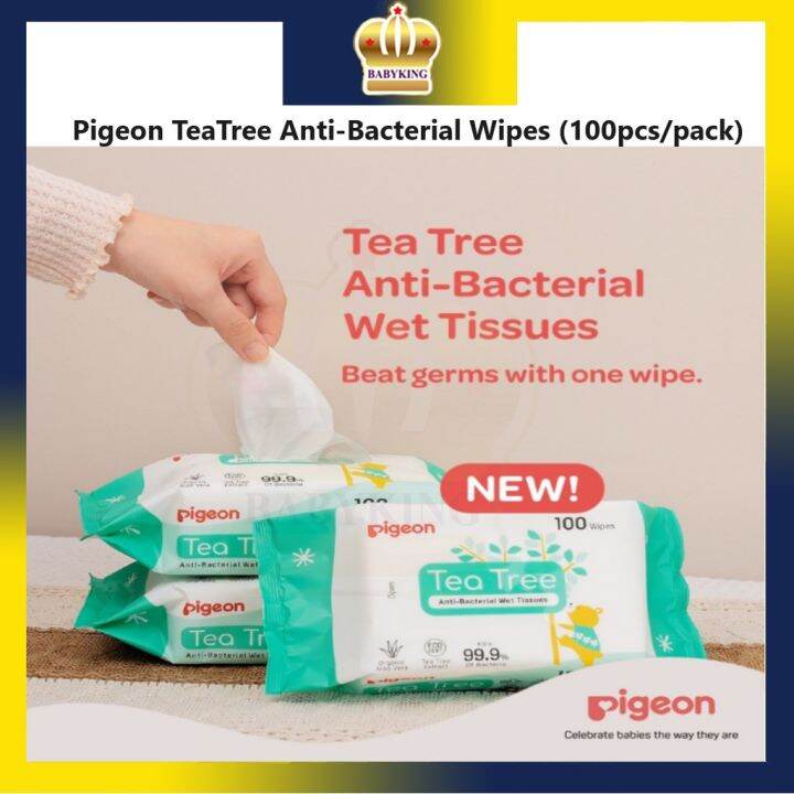 Original Pigeon Tea Tree Anti Bacterial Wet Tissues Wipes Tisu Basah