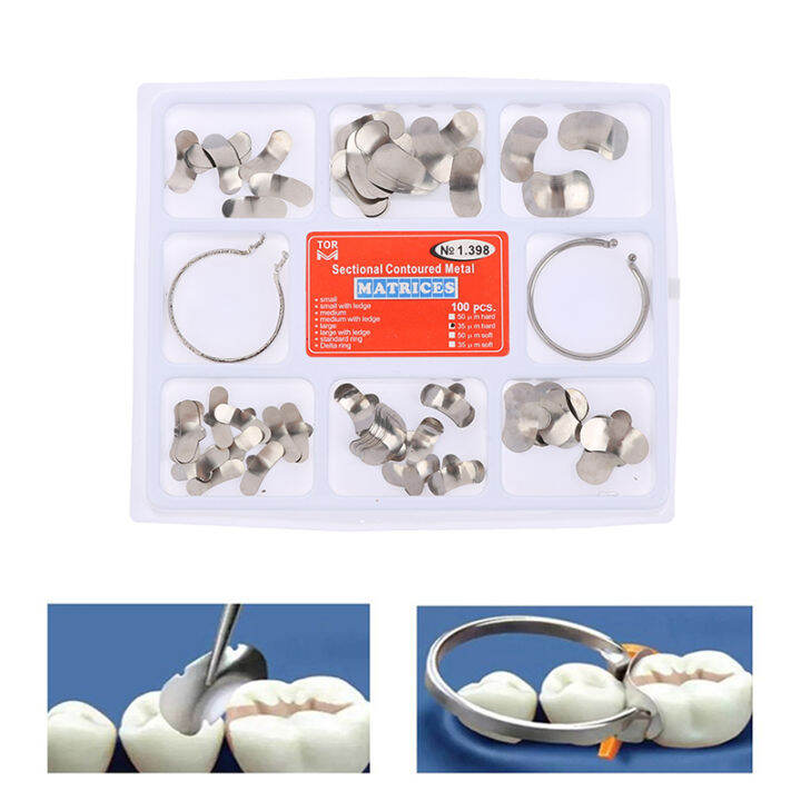 Pcs Um Dental Matrix Sectional Contoured Metal Matrices Rings