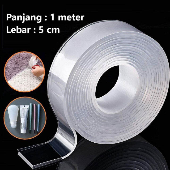 DOUBLE TAPE ISOLATIP TRANSPARAN TAPE 1M 3M 5M SELOTIP BENING TAHAN AIR