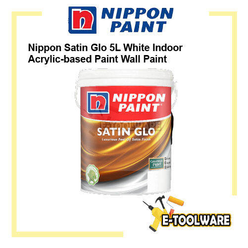 5L Nippon Paint Satin Glo White Indoor Acrylic Based Paint Wall Paint