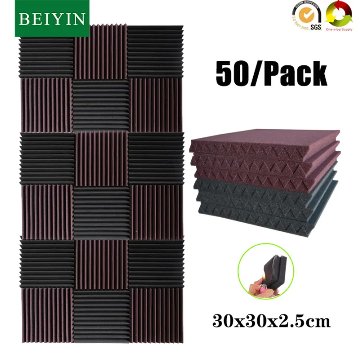 BEIYIN 50 Pack Wedge Acoustic Foam Sound Treatment Silencing Sponge